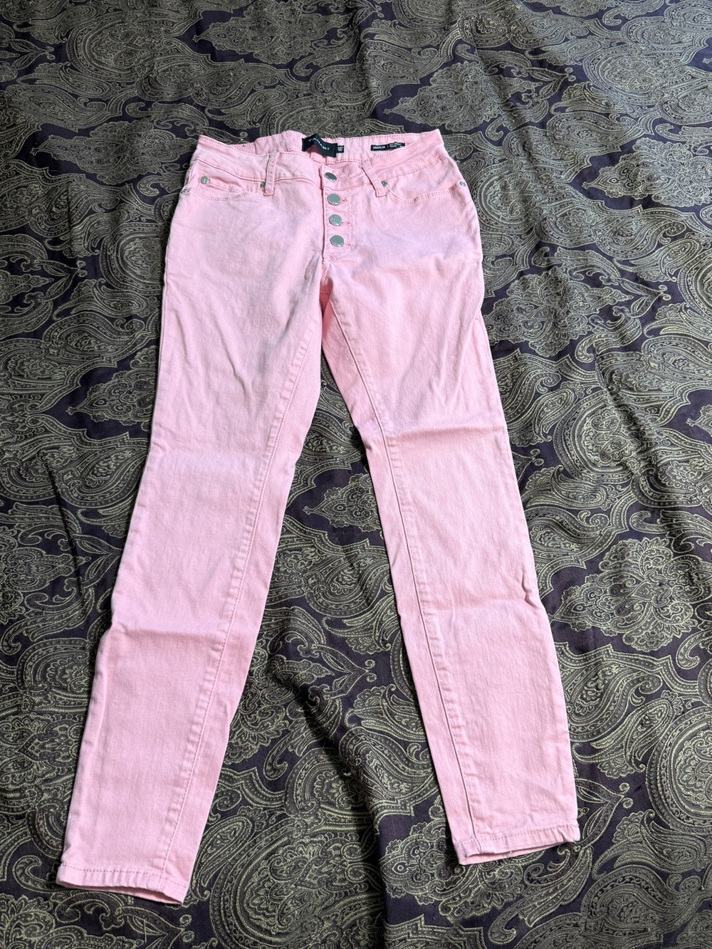 Tahari Pink Skinny Jeans with Button-Fly
